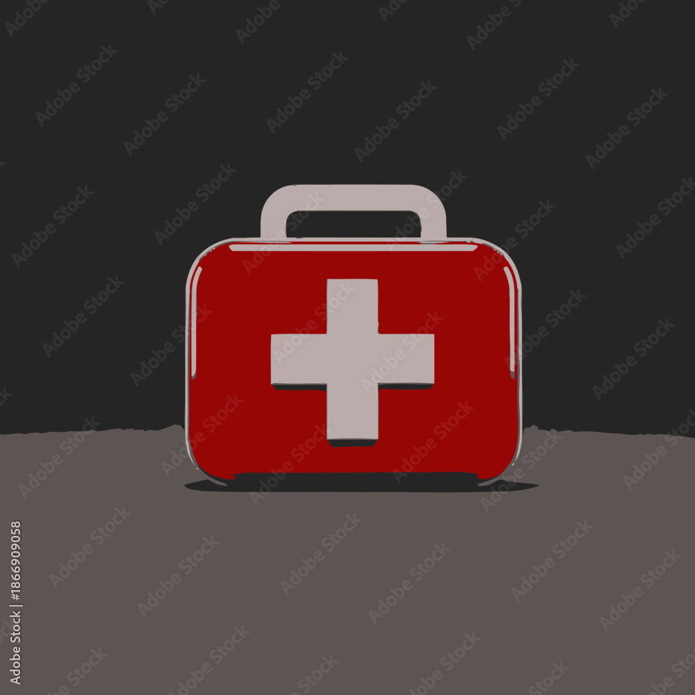 Obraz premium First Aid Kit 3D Icon on Dark Background