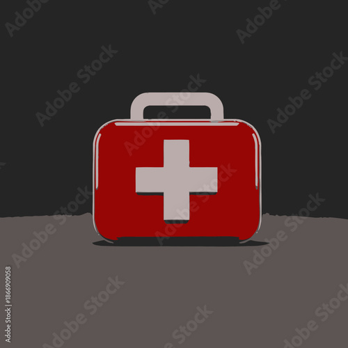 First Aid Kit 3D Icon on Dark Background