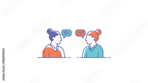 Two women in conversation, communication concept