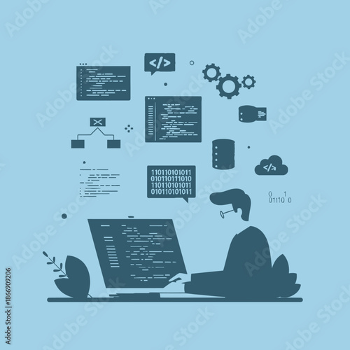 Software Development Concept: Programmer at Work