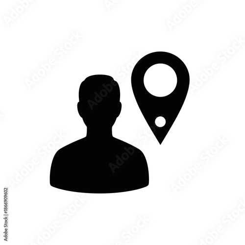 Profile icon with location pin representing user data and geographic positioning