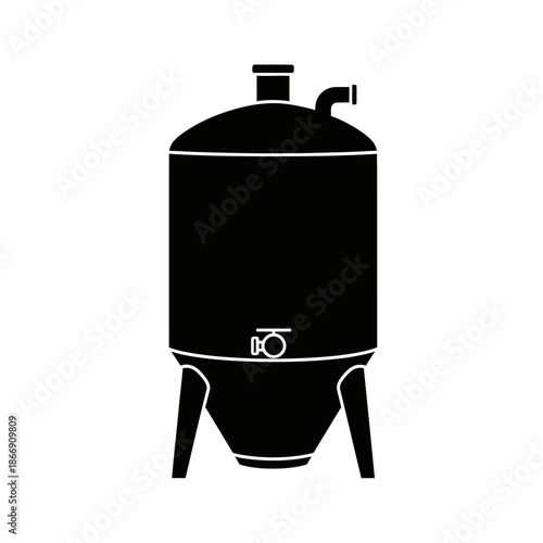 Simple black silhouette of a traditional water heater or boiler with legs