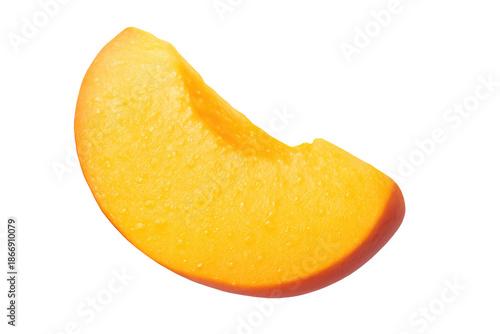 Peach fruit slice fresh and juicy on transparent background