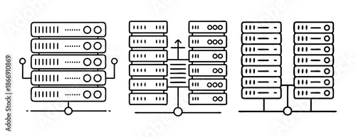 Modern server racks and data storage systems for global network infrastructure