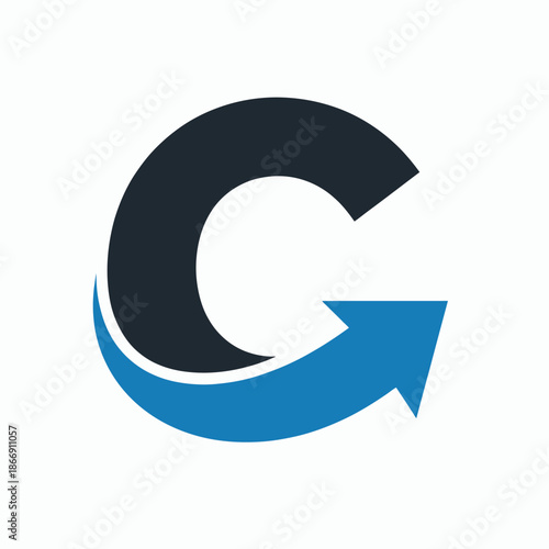 A stylized letter C with a blue arrow forming a circular shape