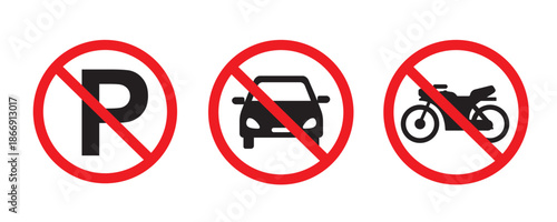 No Vehicle Allowed Icons Set – No Parking, No Car, No Motorcycle Prohibition Signs Vector Free Download No Vehicle Allowed Icons Set – No Parking, No Car, No Motorcycle Prohibition Signs Vector - GFXLoad