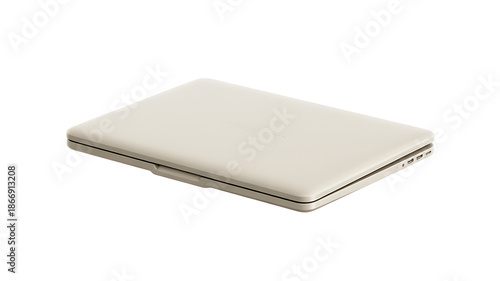 Modern beige laptop computer with multiple ports on side