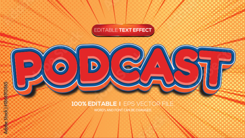 3d text effect podcast theme