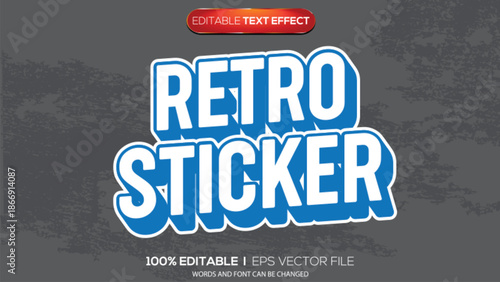 3d text effect retro sticker theme
