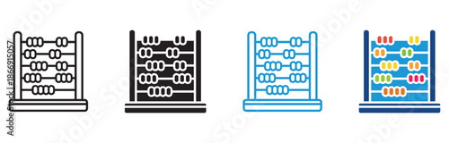 Abacus icon Set Multiple Style Collection. Vector illustration.