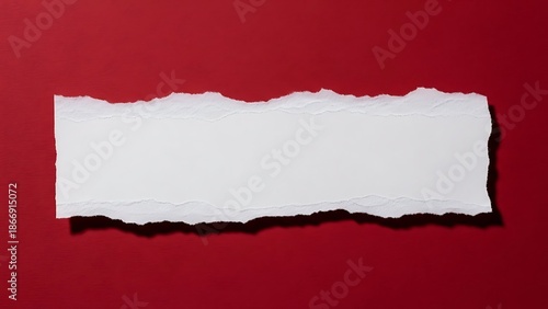 Wallpaper Mural Empty white ragged paper strip with space for copy over a textured crimson backdrop Torontodigital.ca
