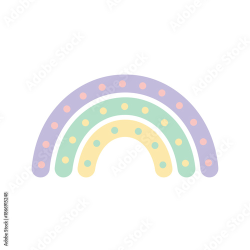 Soft pastel rainbow illustration with playful dotted arches, a charming and gentle graphic design element evoking joy, hope, and sweet dreams for various creative projects