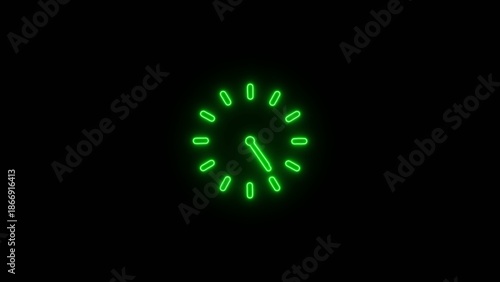 Neon style digital clock showing eleven ten with glowing green lines on dark Generate title without using the word 