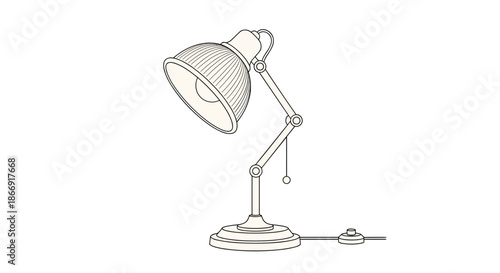 Classic adjustable desk lamp with a beige finish is positioned on a white background for office and study room lighting concepts.