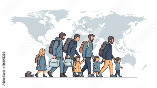 International Refugee Movement and Humanitarian Crisis Vector