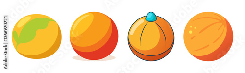 Variety of vibrant stylized citrus fruits vector illustration set