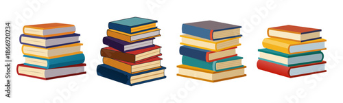 Colorful stacked books collection for education and learning concept