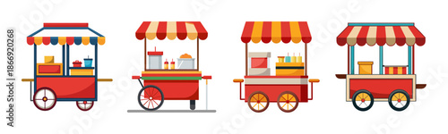 Street food cart collection, isolated vector illustration design element