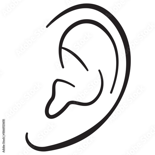 聴覚や健康をイメージした人間の耳のシンプルなベクターイラスト