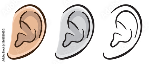 聴覚や健康をイメージした人間の耳のシンプルなベクターイラスト