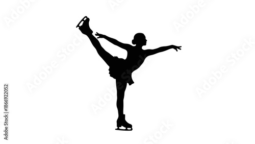 Figure Skater Performing Elegant Dance Move Silhouette.