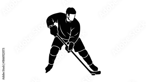 Hockey Player in Action Pose Illustration.