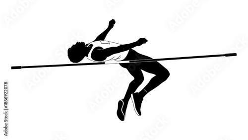 High Jumper Silhouette in Mid Air.