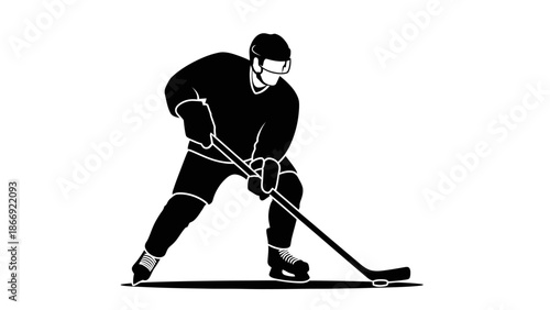 Hockey Player in Action Pose Illustration.