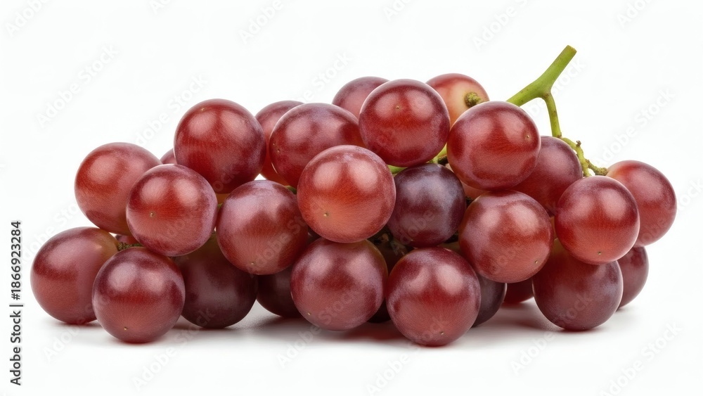 Fototapeta premium Crimson Cluster Fresh Red Grapes on White Background.