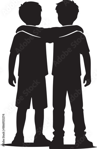 Friendship Silhouette – Two Boys with Arms Around Each Other