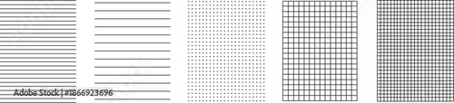 Lines paper notebook grid page Isolated vector on transparent background.