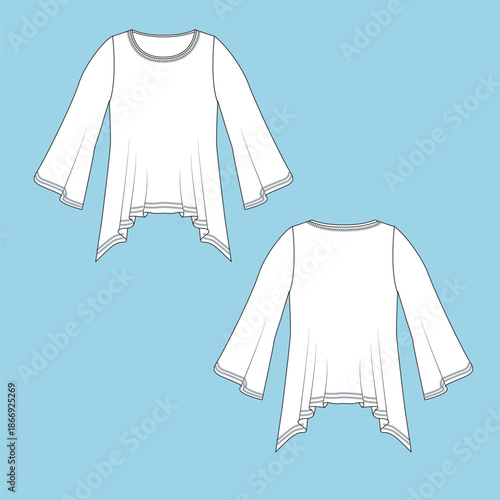 Apparel Flat Sketch for women's Style with trims