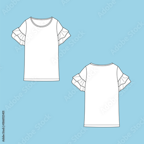 Apparel Flat Sketch for women's Style with trims