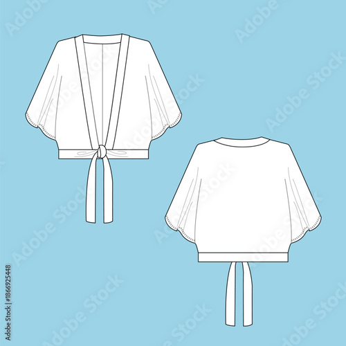 Apparel Flat Sketch for women's Style with trims