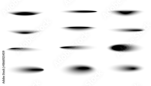 Set of realistic round shadows. Soft circular shadow effects for posters, flyers, business cards, and banners.