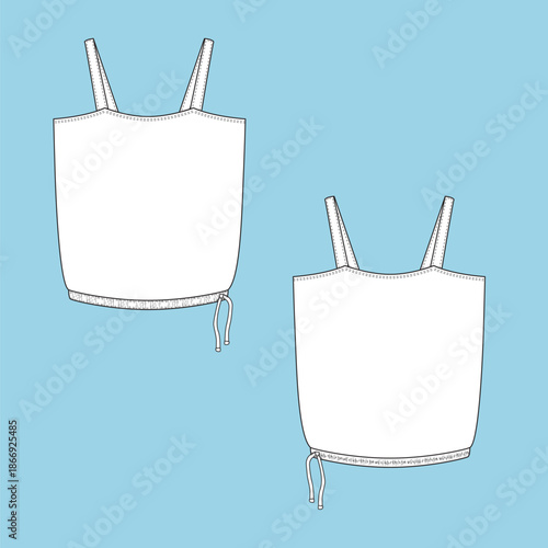 Apparel Flat Sketch for women's Style with trims