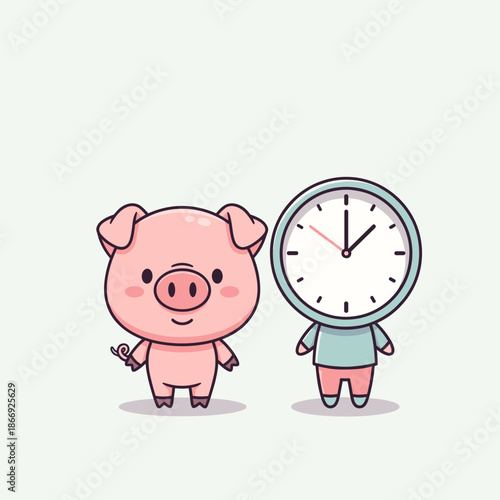 Pig and Clock Time Savings Illustration