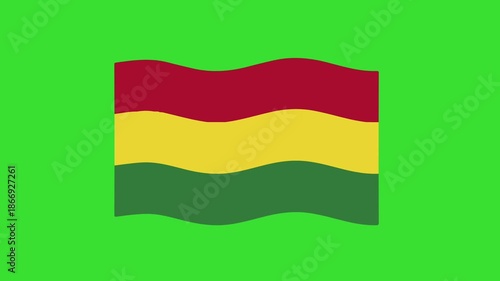 Bolivia Flag Waving 2D Animation on green screen background (Chroma key)