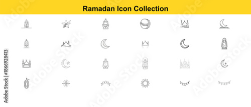 Ramadan icon collection for cultural and religious celebrations