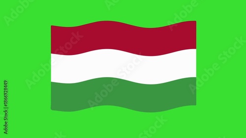 Hungary Flag Waving in Wind on Green Screen Animation 4K