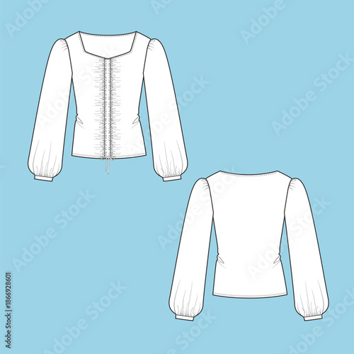 Apparel Flat Sketch for women's Style with trims