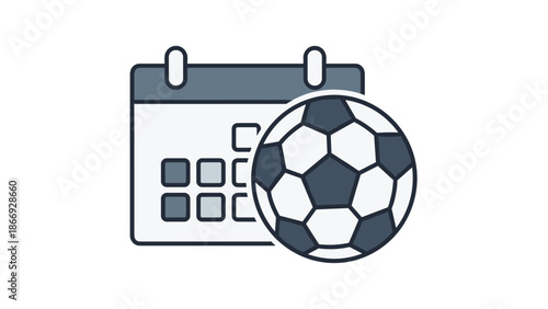 A calendar icon with a checkmark and a soccer ball signifies a scheduled sporting event, highlighting planning and important dates.