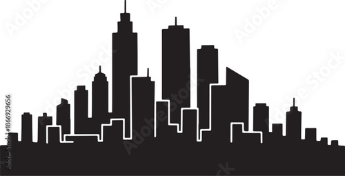 City Skyline Silhouette Black and White Urban Landscape