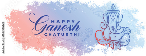 Artistic ganesh chaturthi poster featuring lord ganesha for hindu celebration vector