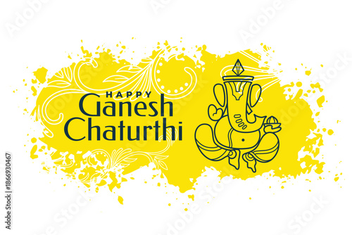 Beautiful ganesh chaturthi poster with lord ganesha and mouse mascot vector