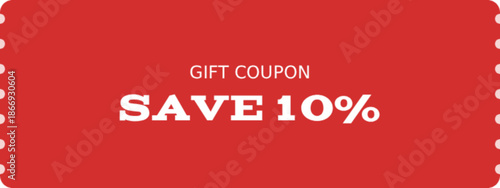 Gift Coupon Red Discount Voucher with Dotted Border