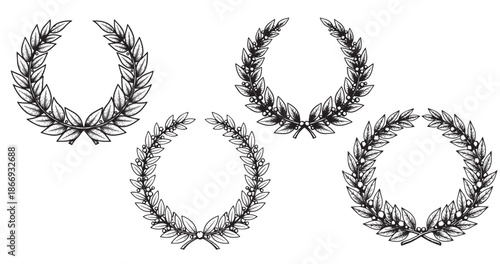 Laurel wreath vintage engraving illustration isolated on white background