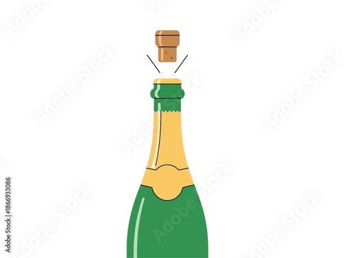 Champagne Bottle Cork Popping Open Celebration.