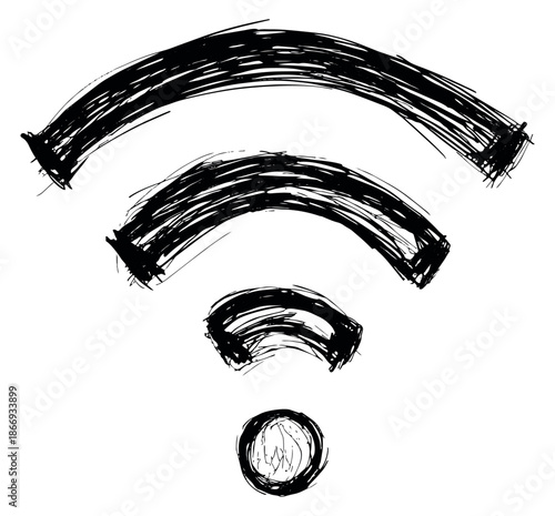 Hand drawn illustration of a WiFi symbol depicting connectivity for technology concepts