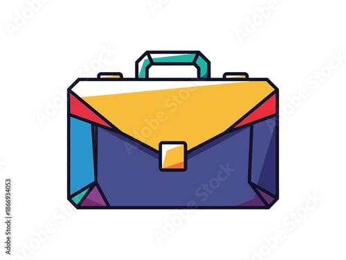 Colorful Geometric Briefcase Illustration for Business and Work.